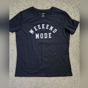 Nine West Weekend Mode Round Neck Short Sleeve Black Top Soft Stretch Size L